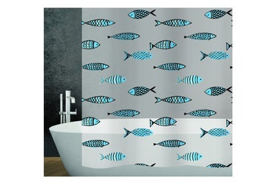 Qualité&Prix, Q&P Duschvorhang Fish 240x180 blau, Qualité & Prix Duschvorhang Fish Blau | 240 × 180 cm