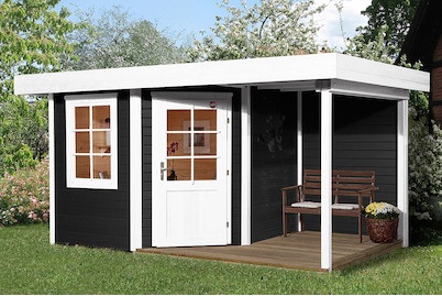 Weka, Weka Designhaus 213 A Gr.2, 5-Eck, anthr, Weka Designhaus 213 A mit Bedachter Terrasse | ? 3 m