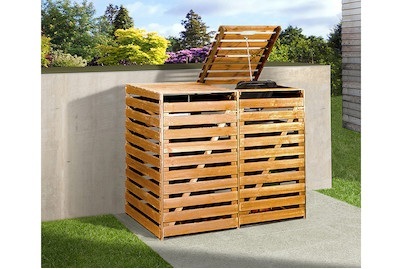 Weka, Weka Mülltonnenbox für 2 Tonnen, honigbr, Weka Mülltonnenbox für 2 Tonnen Holz Honigbraun | 92 × 148 × 122 cm