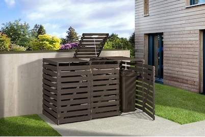 Weka, Weka Mülltonnenbox für 3 Tonnen, anthraz, Weka Mülltonnenbox Anthrazit | 92 × 219 × 122 cm | 3 Tonnen