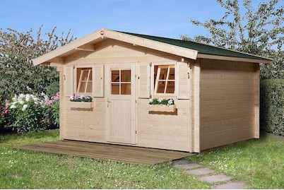 Weka, Weka Weekendhaus 138 Gr.2, V60, Weka Weekendhaus 138 mit Vordach | 45 mm | 4 × 4 m
