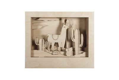 Rayher, Holzbaus. 3D-Motivrahmen Lama, natur, Rayher 3D-Motivrahmen Lama | 24 × 20 × 6.9 cm | 10 Stück