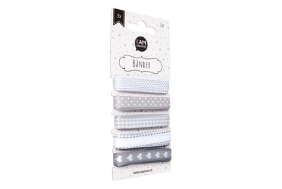 I am Creative, Dekoband, grau/weiss MIX, 5 x 2 m, I AM Creative Dekoband Grau-Weiss Mix | 2 × 5 m
