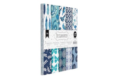 I am Creative, Designpapier,Blue,120g.10x5 Bl, I AM Creative Design Papier-Set Blue | 15.2 × 15.2 cm | 50 Stück