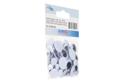 GLOREX, GLOREX Wackelaugen Rund, Glorex Wackelaugen Rund | 100 Stück