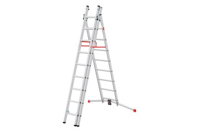 Hailo, Hailo S100 ProfiLOT 9309-507 Aluminium Mehrzweckleiter Arbeitshöhe (max.): 6.6 m Silber, Rot, Schwarz 21.7 kg, Hailo Kombileiter Mehrzweckleiter