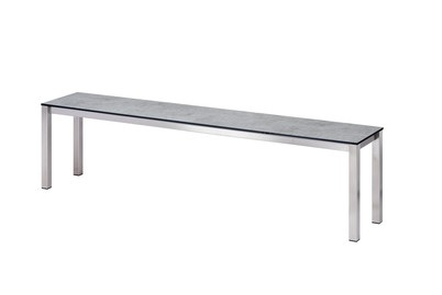 Home&More, Home and More Gartenbank Stettin HPL hellgrau, gross, Ellems Gartenbank Stettin HPL Hellgrau | 180 × 32.5 × 45 cm