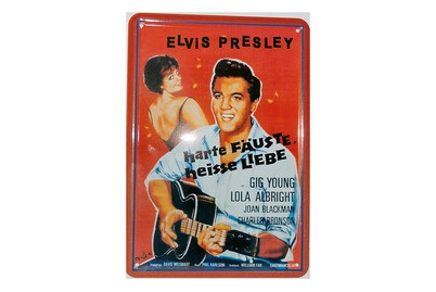 Münder Email, Werbe-Blechschild Elvis Presley, Münder Email Werbe-Blechschild Elvis Presley | 15 × 10 cm