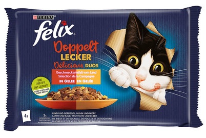 Felix, Felix Katzenfutter Doppelt Lecker Geschmacksvielfalt vom Land 4x85g, Felix Katzenfutter Doppelt Lecker Geschmacksvielfalt vom Land 4x85g