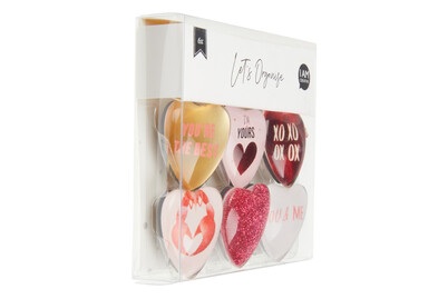 I am Creative, Magnet, Glas, Herz, 6 S., Magnet Herz 6 Stück B9.8xH11cm bunt