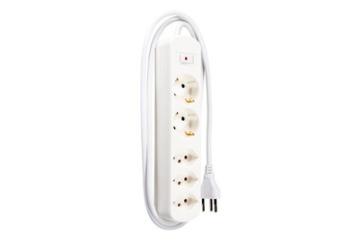 Max Hauri, Max Hauri Steckdosenleiste 2 x Schuko 3 x Typ13 mit Schalter weiss, Max Hauri AG Steckdosenleiste | 2 × Schuko | 3 × Typ 13