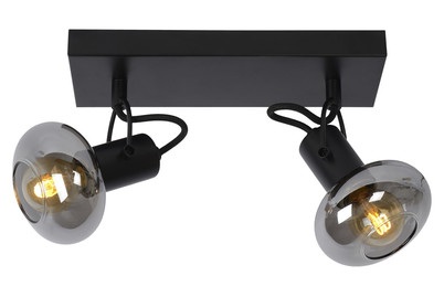 Lucide, Deckenstrahler Madee, schwarz/rauch, zweiflammig, Deckenstrahler Madee, schwarz/rauch, zweiflammig