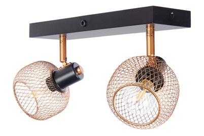 Lucide, LUCIDE Deckenlampe Maren schwarz/gold, Deckenstrahler Maren, zweiflammig, gold matt