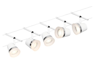 undefined, LED Seilsystemleuchte CONE, Paulmann WireDC Set Cone Seil-Basissystem GU5.3 Weiß (matt), Chrom