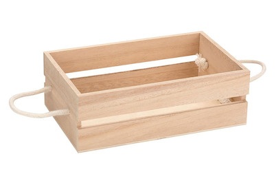 GLOREX, Holzkiste mit Kordelhandgriff, Glorex Holzkiste mit Kordelhandgriff | 21 × 13 × 7 cm