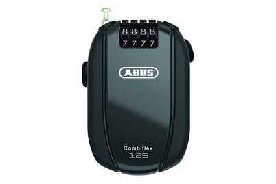 ABUS, ABUS Roll-Back-Kabelschloss, mit Zahlencode, VE 12 Stk, Stahlkabel 1250 mm, Abus Spezialschloss Combiflex Trip 125, schwarz