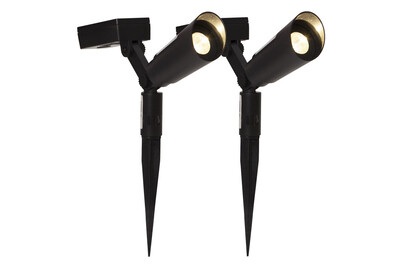 Best Season, LED-Solarleuchte Powerspot, 2er-Set mit Erdspieß, Star Trading Solar-Scheinwerfer Powerspot DUO | 15 lm