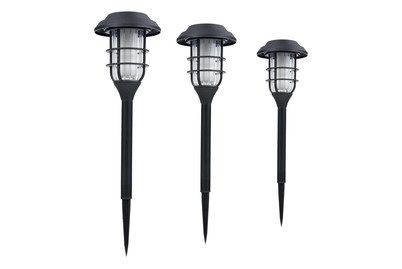 Näve, LED-Deko-Solarleuchte 5264303 mit Erdspieß 3er-Set, Näve LED-Outdoor-Erdspiess mit Flammeneffekt | ? 12 × 34 cm | 3 Stück