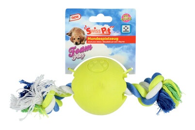 swisspet, swisspet Foam-Play Ball mit Seil M gelb Hunde Spielzeug, swisspet Foam-Play Ball mit Seil M gelb