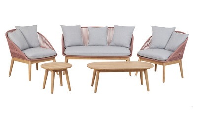 Home&More, Home and More Lounge-Set Lakeview, Home and More Lounge-Set Lakeview Holz | Rosa | Hellgrau