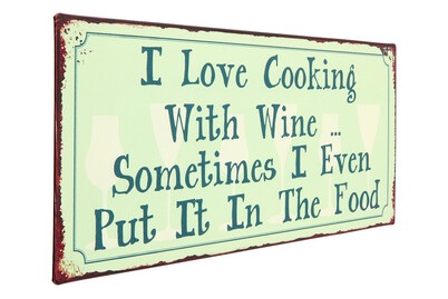 Lafinesse, Blechschild I Love Cooking with Wine, Metall Schild 30x13 cm cooking with wine