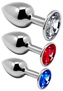 Alive, 3-teiliges Set ?Metal Plug Kit? mit Schmuckstein-Analplugs aus Metall