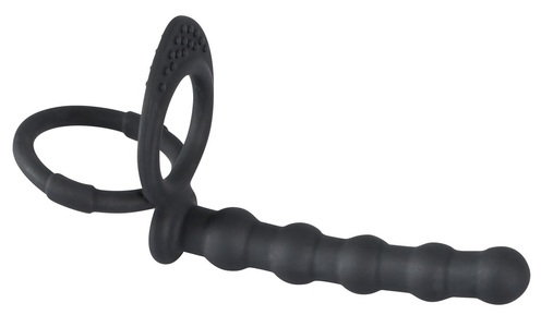 Black Velvets, Penis-/Hodenring „Cock & ball ring“ mit Analdildo, Black Velvets Cock Ballring