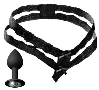 HOOKUP PANTIES, String „Crotchless Secret Gem“ inkl. Analplug mit Schmuckstein, Crotchless Secret Gem