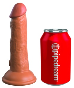King Cock Elite, Naturvibrator „6“ Vibrating + Dual Density Silicone Cock“ mit extra starkem Saugfuß