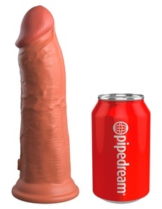 King Cock Elite, Naturvibrator „8“ Vibrating + Dual Density Silicone Cock“ mit extra starkem Saugfuß, King Cock Elite Dual-density Vibrierender Realistischer Dildo, Flesh Tan - Amorana