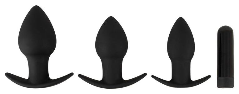 Black Velvets, 4-teiliges ?Butt plug set? mit 3 Analplugs + 1 Vibrobullet, 4-teiliges ?Butt plug set? mit 3 Analplugs + 1 Vibrobullet