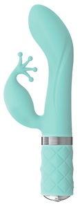 PILLOW TALK, Rabbitvibrator „Kinky“ mit G-Punkt-Spitze und Swarovski®-Kristall, Pillow Talk Kinky Vibrator türkis