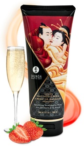 Shunga Erotic Art, Shunga Erotic Art - Massage-Creme Strawberries & Champagne - 200 ml, Shunga Kissable Massage Cream Sparkling Strawberry Wine