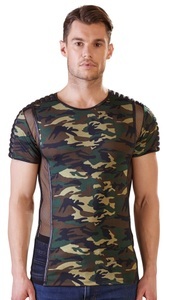 NEK, Shirt mit Camouflage-Print und Netz-/Mattlook-Details, NEK Camouflage-Shirt