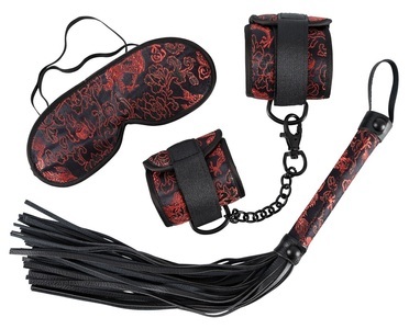 Bad Kitty, Fesselset, 3-teiliges Bondage-Set aus Satin mit Muster