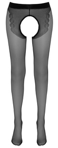 Cottelli Collection Stockings & Hosiery, Strumpfhose mit offenem Schritt und eingewebtem Tangamuster, Cottelli Strumpfhose Ouvert