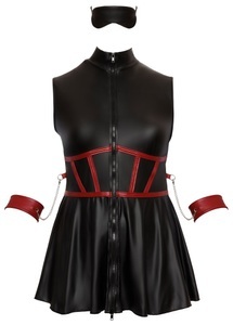 Cottelli BONDAGE, Kleid im Mattlook inklusive Armfesseln und Augenmaske, Kleid im Mattlook inklusive Armfesseln und Augenmaske