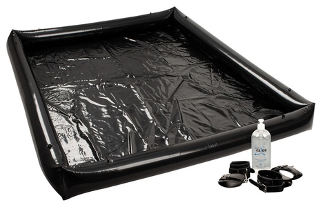 fetish collection, Lacklaken ?Bondage? inkl. 4 Fesseln und 1 Liter Gleitgel, Lacklaken ?Glossy Games? inkl. 4 Fesseln und 1 Liter Gleitgel