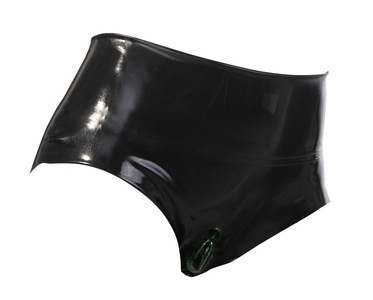 Late X, Slip aus Latex mit integriertem Kondom, Slip aus Latex mit Vaginalschlauch