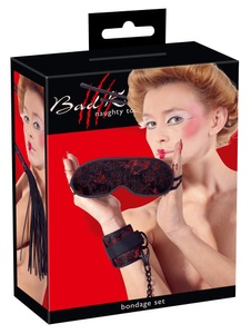 Bad Kitty, Fesselset, 3-teiliges Bondage-Set aus Satin mit Muster