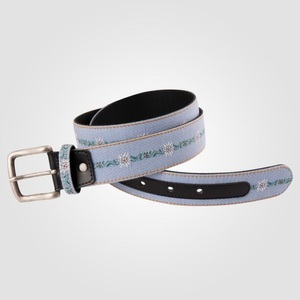 undefined, Edelweiss Gürtel aus Leder hellblau, 