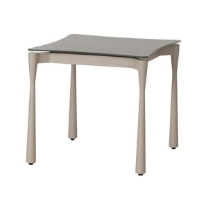 undefined, Beistelltisch Flyer mit Glas-Druck-Tischplatte beige