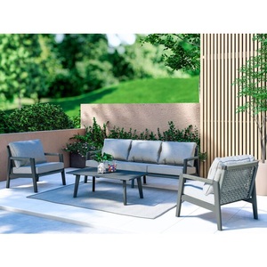 undefined, Lounge-Set 4-teilig, hellgrau, Lounge-Set 4-teilig