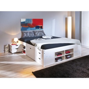 undefined, Funktionsbett aus FSC-Massivholz weiss, MID.YOU Stauraumbett 160/200 cm in weiss , Till 160X200 CM Weiss Kiefer , Kiefer , 12 Fächer , 10 Schubladen , 160 cm , Lattenrost, mit Schubkästen , 000528021002