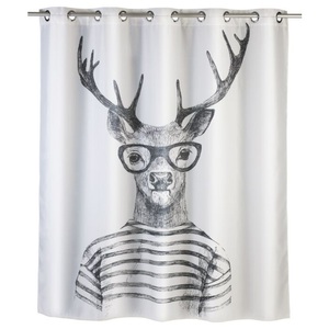 undefined, Duschvorhang Mr. Deer Flex schwarz-weiss, WENKO Duschvorhang »Mr. Deer«, Höhe 180 cm