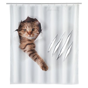 undefined, Duschvorhang Katze braun-weiss, WENKO Duschvorhang »Cute Cat«