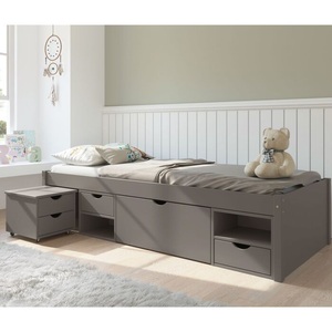 mutoni choice, Funktionsbett Till grau 90x200, MID.YOU Stauraumbett 90/200 cm in grau , Till , Holz , Kiefer,Kiefer , massiv , 4 Fächer , 5 Schubladen , 90 cm , unbehandelt,lackiert,Echtholz,Echtholz , Lattenrost, mit Schubkästen , 000528047201