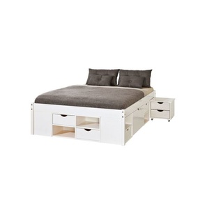 undefined, Funktionsbett aus FSC-Massivholz weiss, Funktionsbett TOM mit viel Stauraum