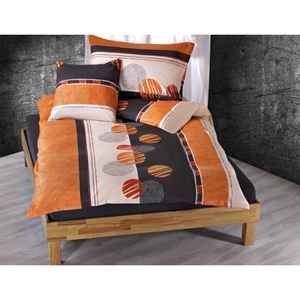 undefined, Bettwäsche mit Kreismotiv in orange-anthrazit, 