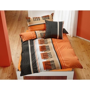 undefined, Bettwäsche mit trendigem Grafikdesign in orange-anthrazit, Bettwäsche mit trendigem Grafikdesign in orange-anthrazit ? Duvetbezug ? 160x240 cm